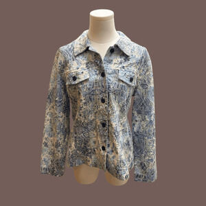 Joni B Paisley Jacket | Blue Green Trucker Style | Size L | Vintage